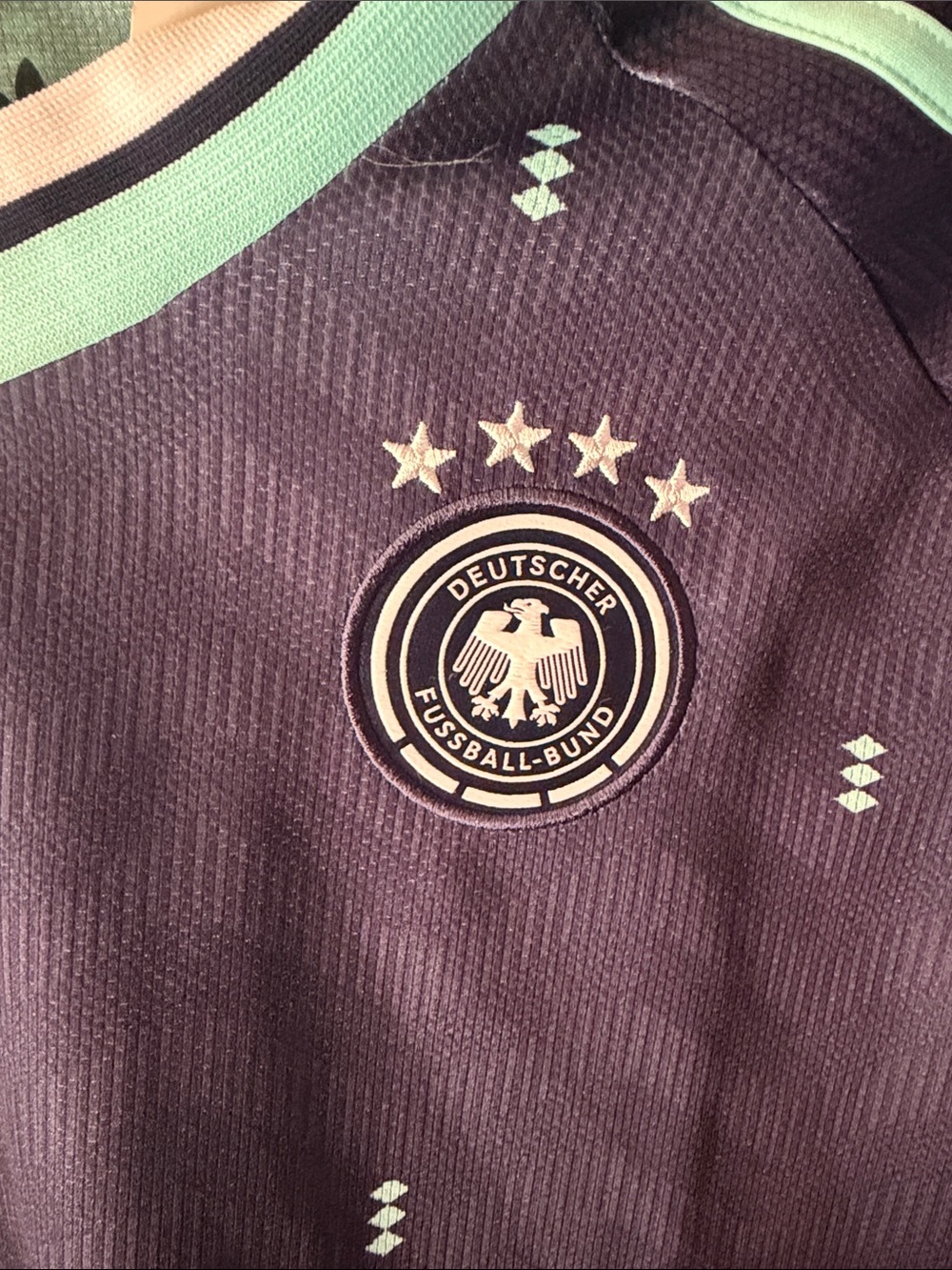 adidas Women's Navy GERMANY Soccer Jersey with Turquoise Trim - Picture 2 of 6